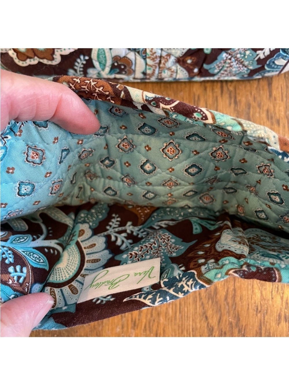 Vera Bradley Java Blue Maggie Purse Shoulder Handbag and Tri Fold Wallet Set - Picture 7 of 11